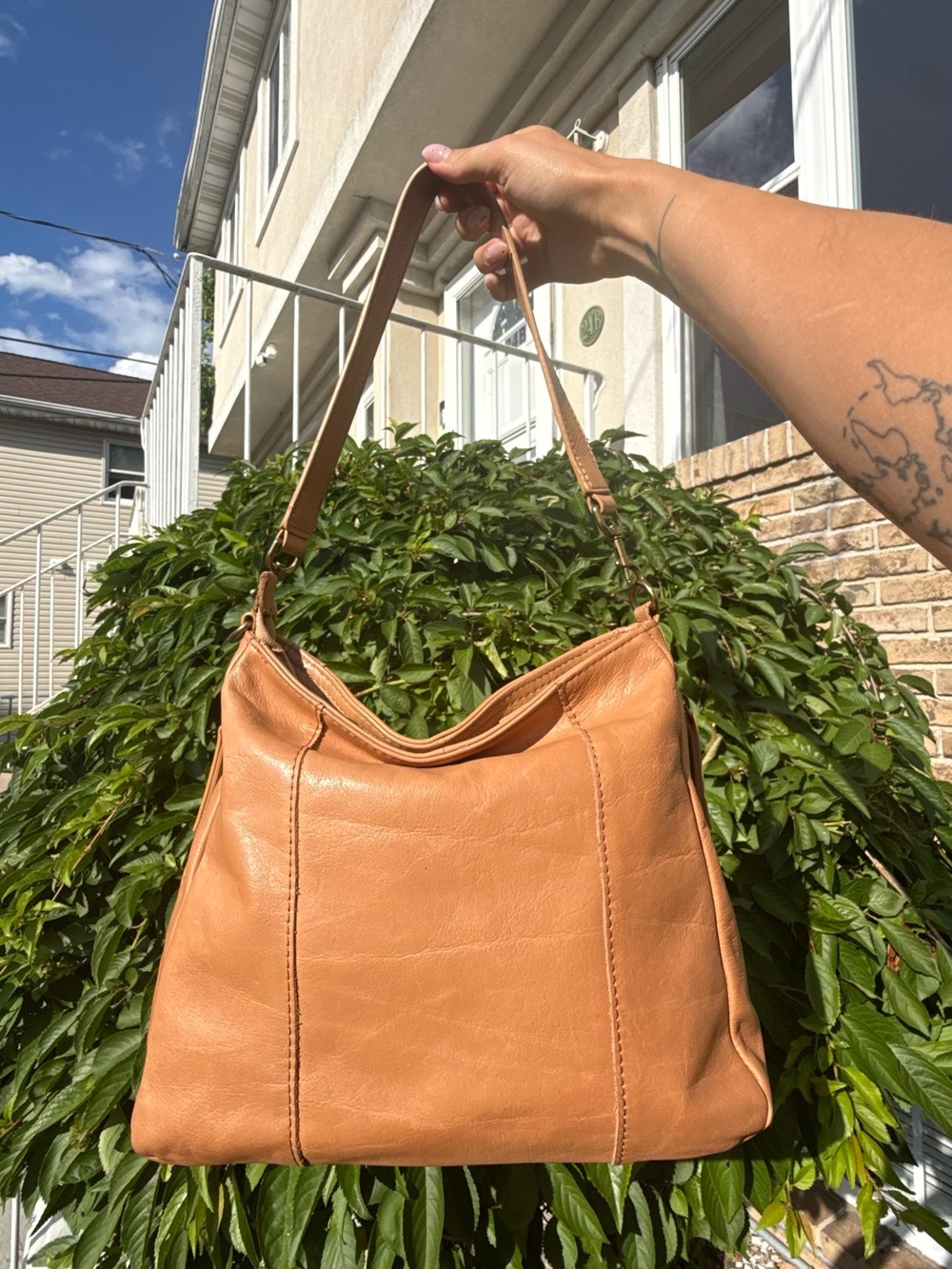 Vintage Y2K American Leather Co Camel Tan Leather Shoulder Hobo Bag EUC - Picture 3 of 7